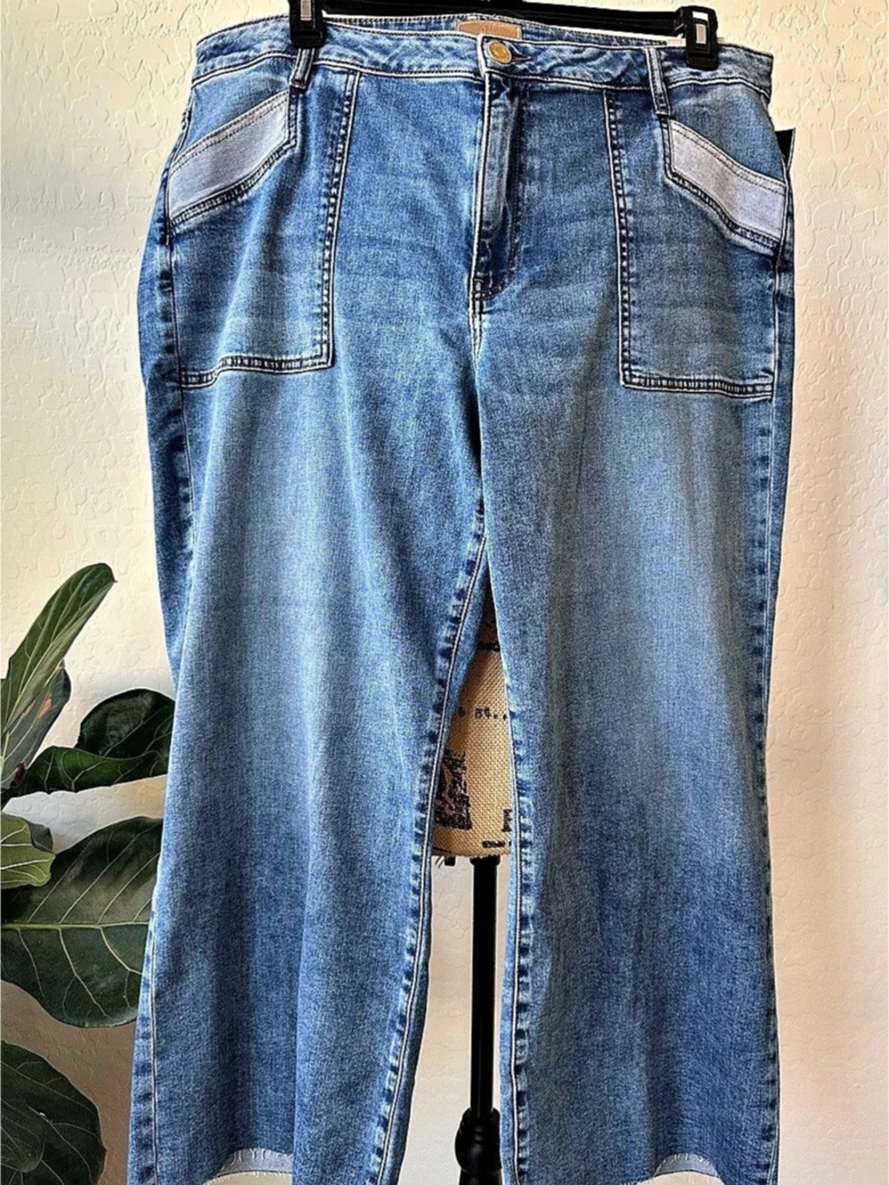 KUT from the Kloth Meg Wide Leg High Rise Wide Leg Jeans Blue Size 18W NWT